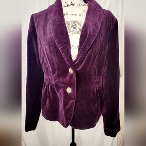 J Crew velvet purple burgandy jacket size 14 lined